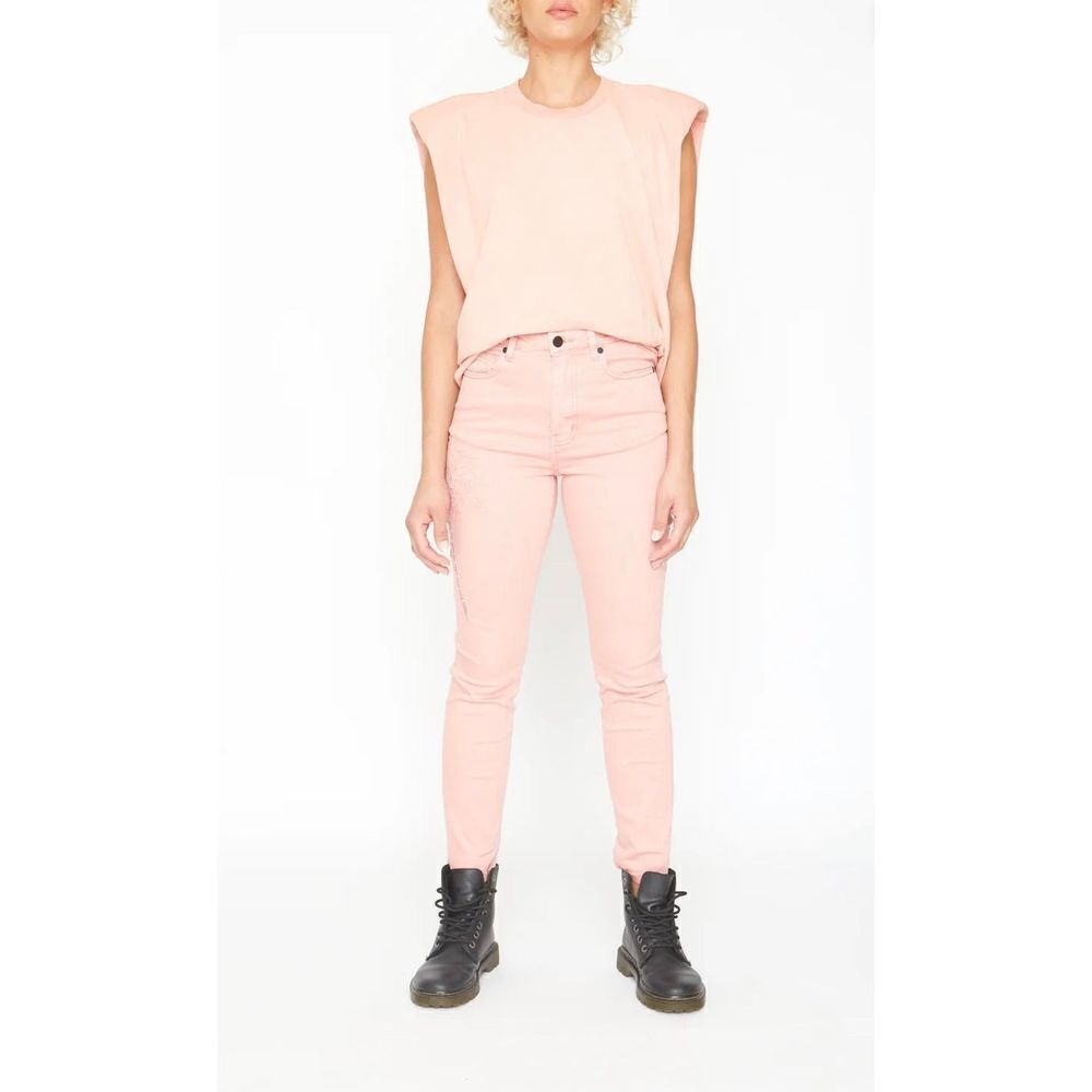 NWT Sandrine Rose High‎ Waisted Palm Tree Embroidered Skinny Jeans